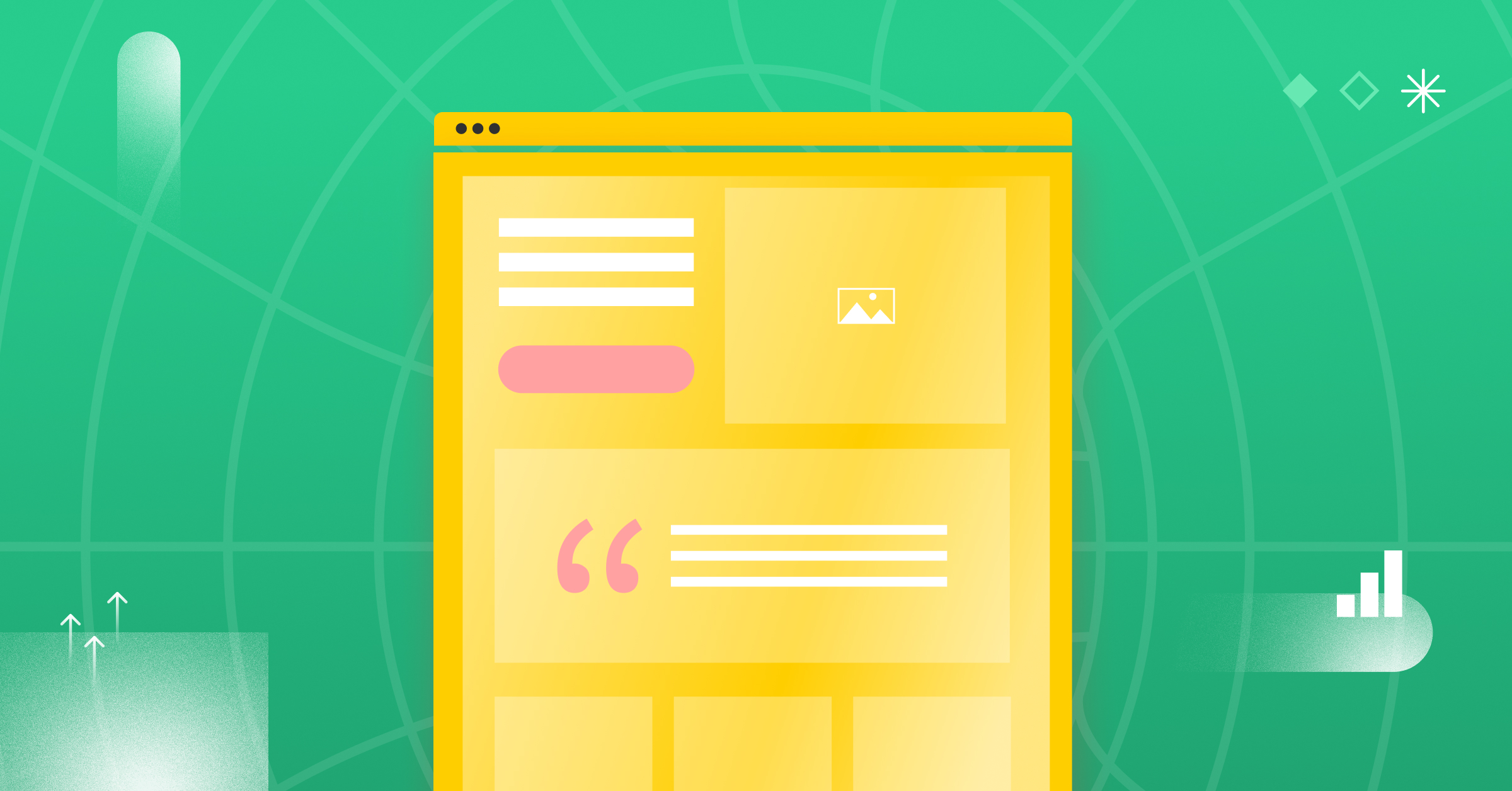 A stylized graphic of a generic landing page